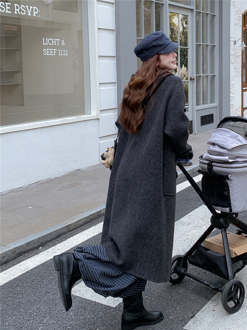现货新款时尚洋气2025女装羊绒大衣宽松显瘦针织帽羊绒外套女装,女装毛呢外套,韩然一族