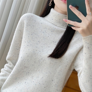 时尚百搭女士羊毛高领毛衣 秋冬保暖显瘦长袖针织衫图片