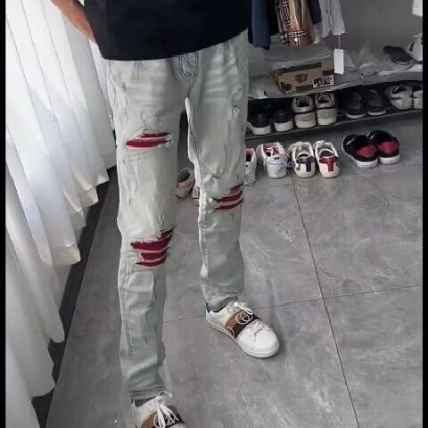 AK2113-P50夏季新款嘻哈ins高街潮流痞帅牛仔裤，女装休闲裤，星座617A-2