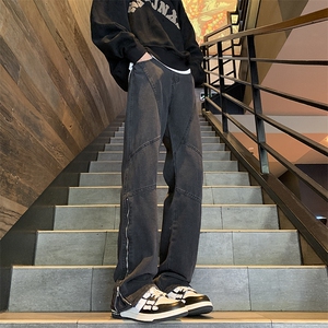 现货2024春秋款小众牛仔裤男拉链装饰-P55-限价68图片