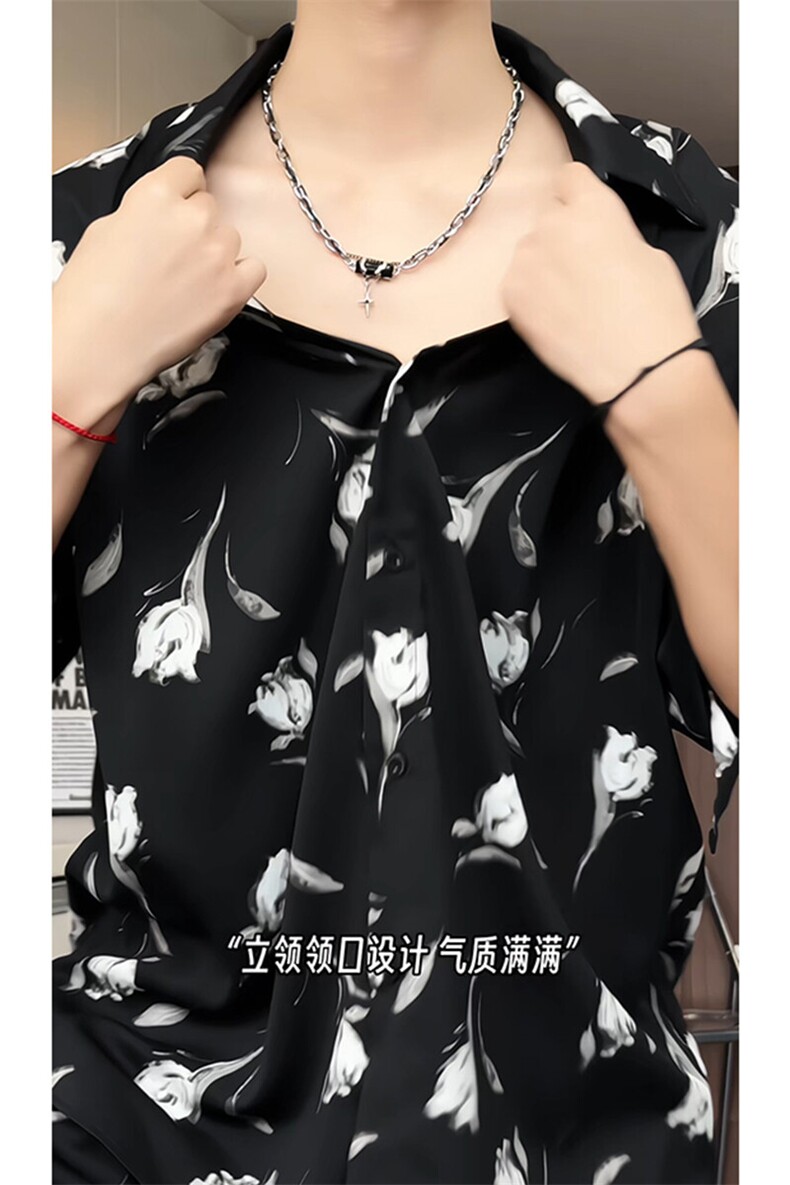 短袖衬衫男+短裤男潮流休闲套装男M-5XL大码TZ78712P50控98模特图,男装牛仔裤,星座226-1
