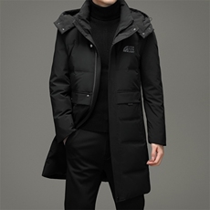 冬装90%白鸭绒羽绒服长款连帽休闲保暖羽绒服外套男装ZG2943-P410，男装羽绒服，电商B212（原钱塘6029）