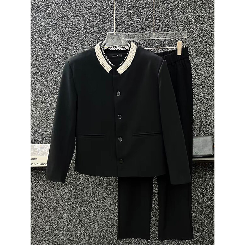 网图高级感小香风重工镶钻垫肩圆领西装外套男XZ17P128,男装西服套装,星座512-1（原513-3）