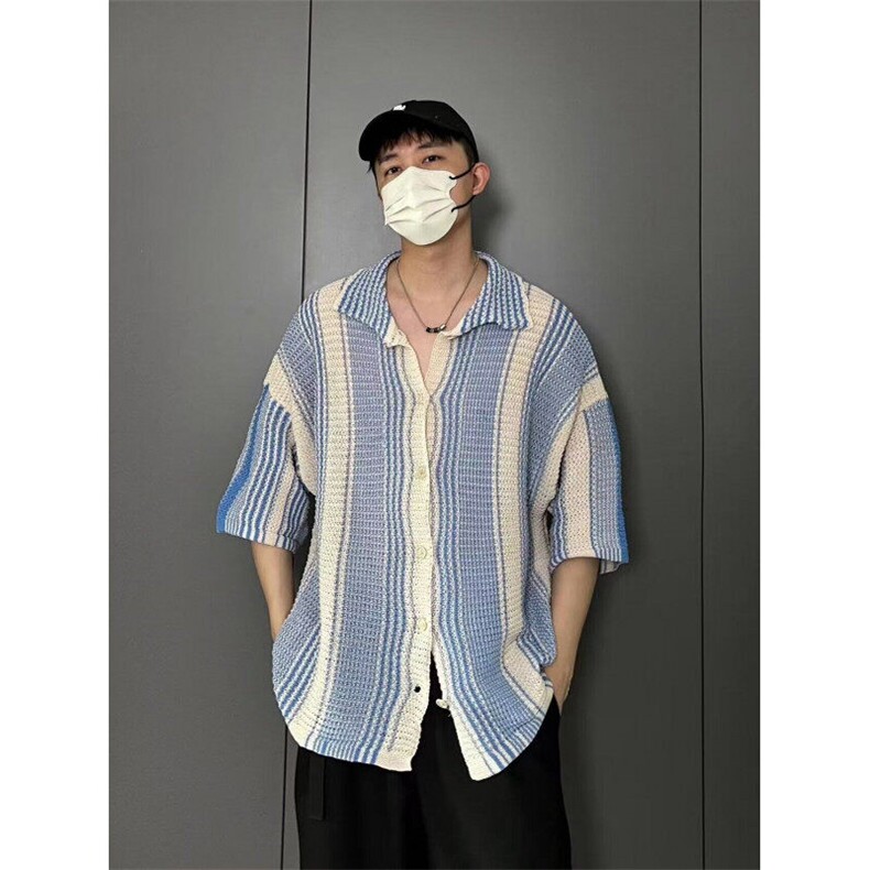 复古衬衫春夏宽松小众设计感新款开衫-KS952-网络图,男装衬衫,星座1002-2