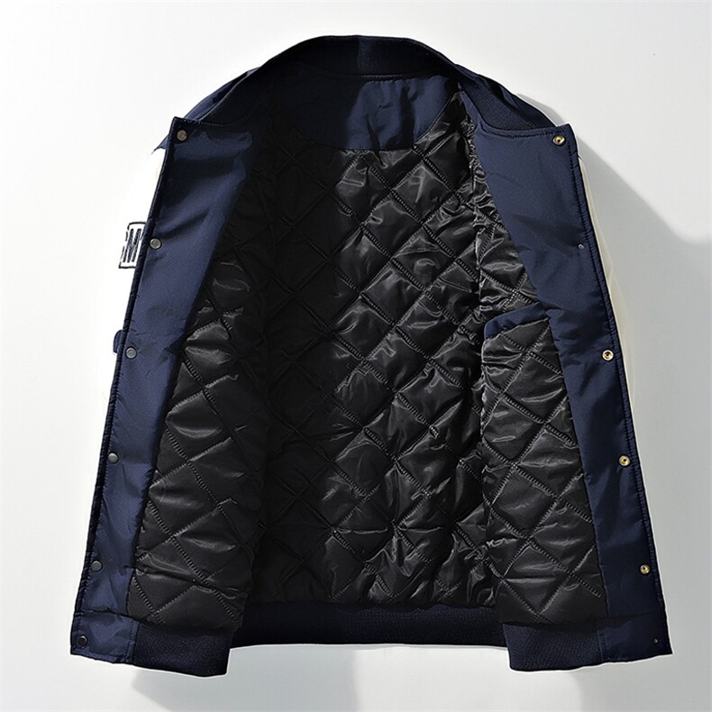 美式棒球服宽松潮流痞帅加绒加厚立领夹克A436-22129加棉-P80,男装夹克,电商A436