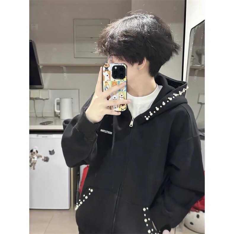 纯棉钉珠刺绣双拉链卫衣ZW0133-常规特批50加绒特批55,男装卫衣,星座313A(原308A-2)