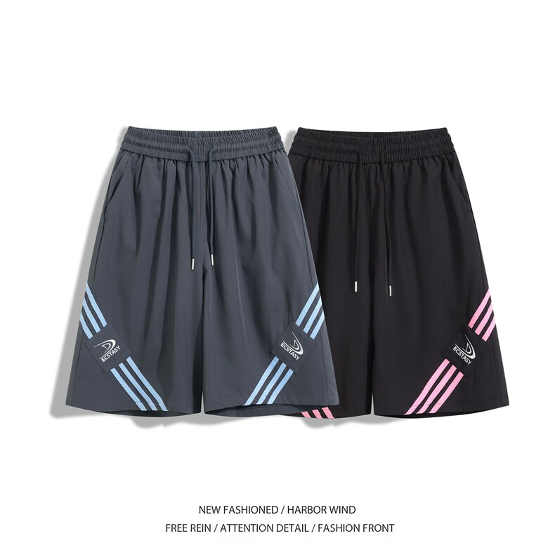 抖音品质夏季新款美式条纹宽松冰丝五分裤B315-K25790-特p30控58,男装休闲裤,电商B315