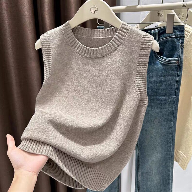 2025舒适百搭圆领加厚马甲秋冬新款舒适，女装针织衫/毛衣，端硕羊绒