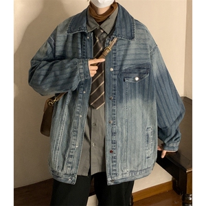 牛仔外套男春秋高街潮牌休闲夹克港风学生休闲工装上衣JK0241-P70图片