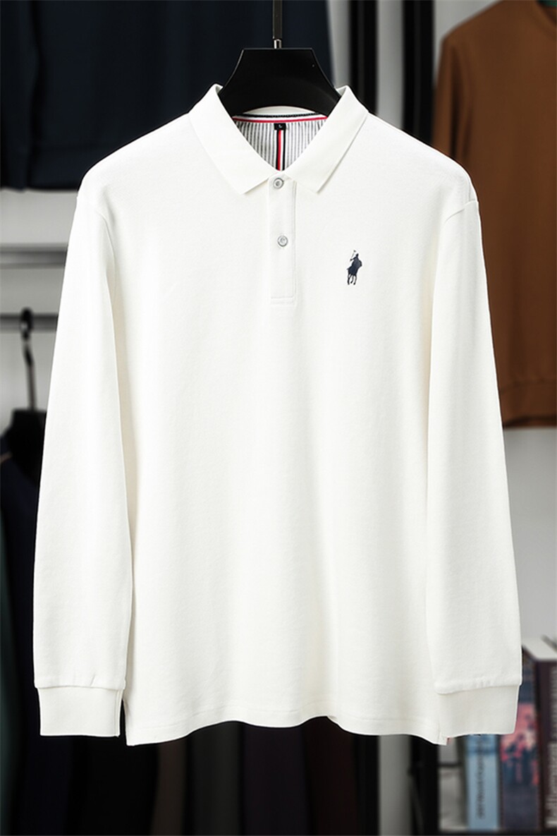 春秋季中年男士翻领长袖t恤衫春装纯色上衣体恤打底POLO衫,男装T恤,电商B212（原钱塘6029）
