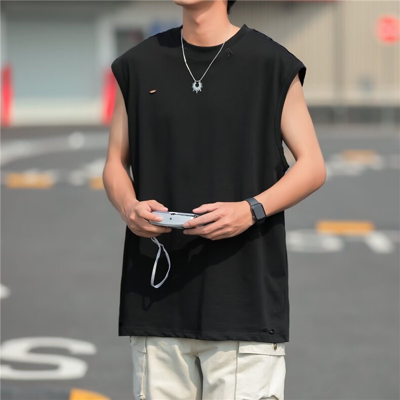 夏季新款无袖背心男潮牌inst恤外穿砍袖运动宽松个性潮流BT37-p30,男装背心/马甲,星座1008