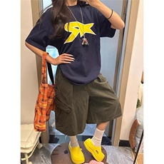 流行休闲七分裤新款原宿慵懒气质百搭ins无品牌日系潮流时尚简约，男装牛仔裤，星座506A