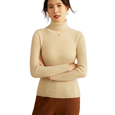 羊绒基础百搭修身高翻领纯色羊绒衫女冬季新品，女装羊绒衫，绒美人羊绒