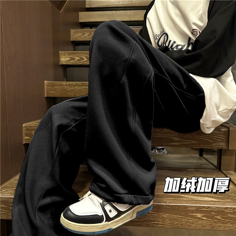 A749-特P45 加绒加厚华棉卫裤弯刀运动裤 保暖休闲裤 2图片