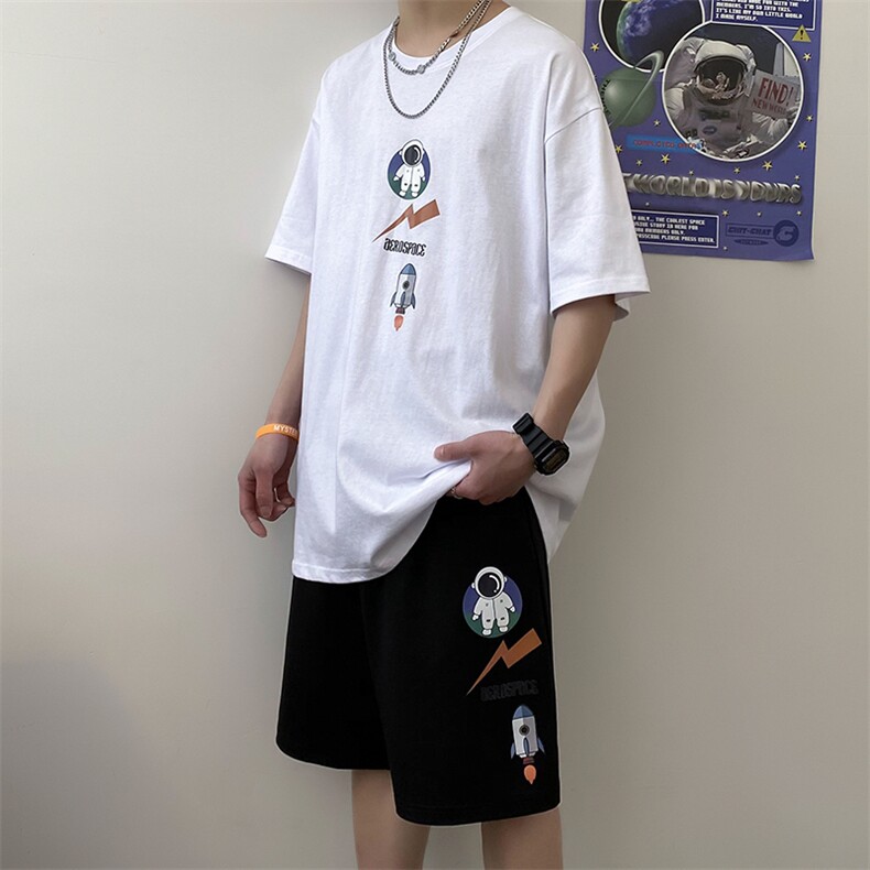 网红短袖时尚短裤套装男夏季潮牌帅气时装两件套A161-2-TZ03-P50,男装休闲套装,电商A161-2