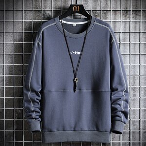男秋季潮流ins卫衣宽松圆领刺绣印花辑明线休闲卫衣CYWY8856-P30图片