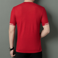 大码加肥针织t恤男夏季潮牌修身圆领男士短袖毛衣薄款打底衫P72，男装T恤，钱塘6003A(原)4033A