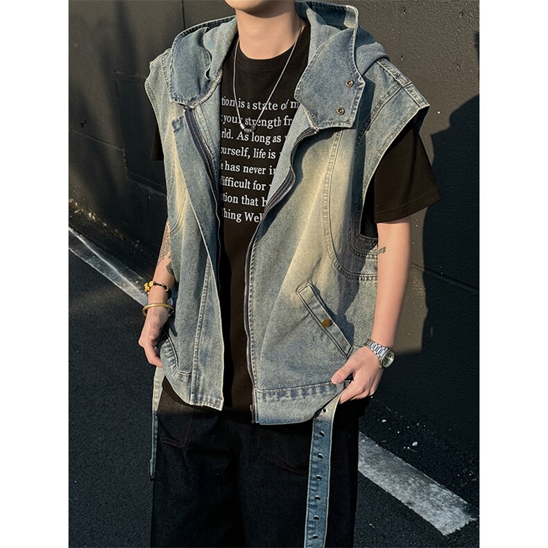 牛仔马甲夏季宽松工装坎肩夹克oversize潮牌背心外套MJ02551-P75图片