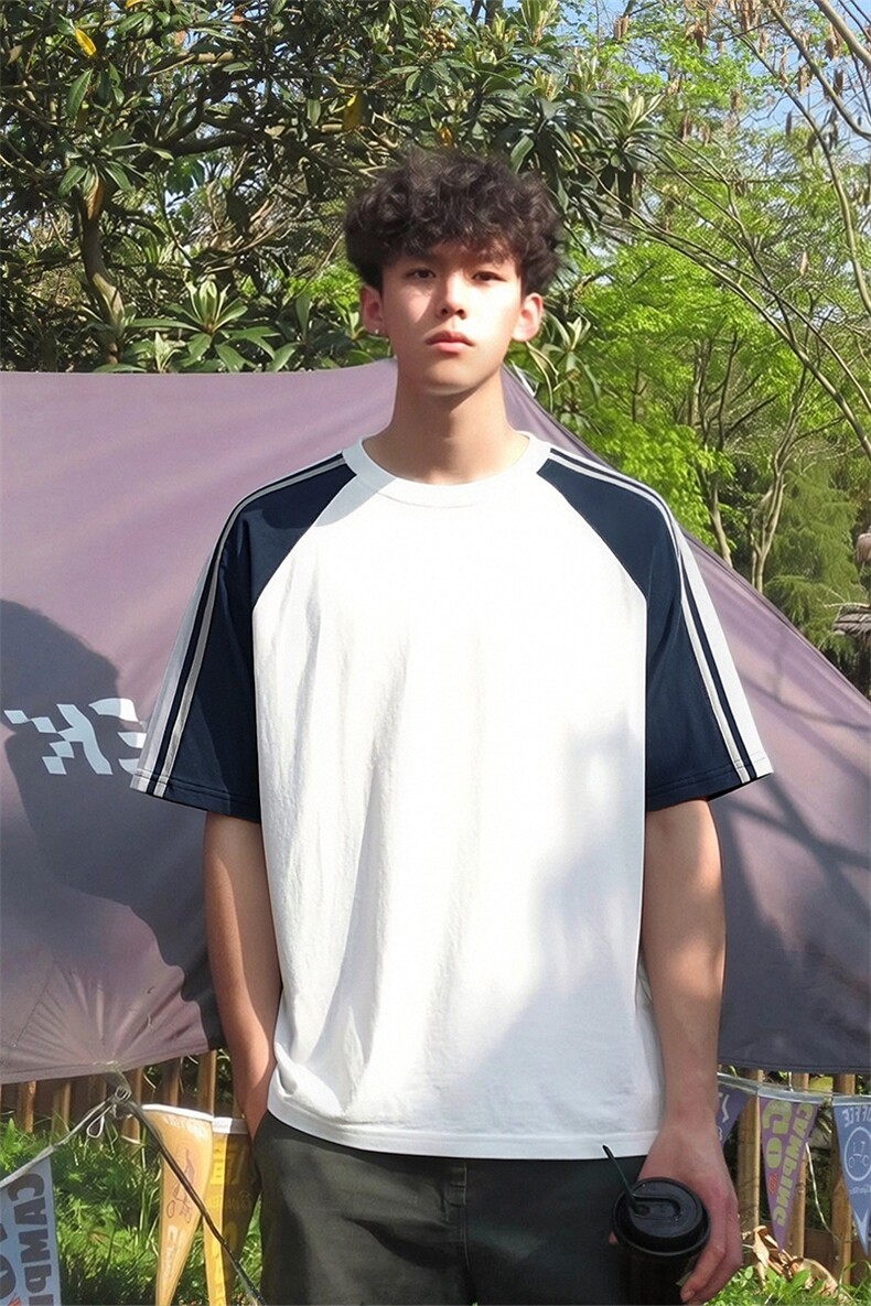 [网图]夏季撞色拼接短袖T恤美式男插肩内搭上衣X61401-TP2549,男装T恤,电商A102