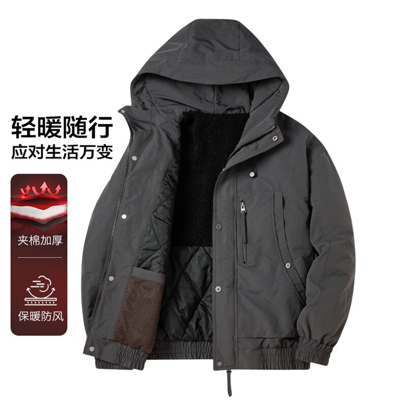 高端休闲棉服男士连帽纯色防风潮流棉衣冬季新款御寒保暖外套,男装棉衣,星座914