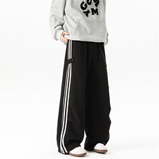 8XL-M奥粒绒加绒休闲裤男三条杠条纹运动裤宽松卫裤K9121P58控78，男装休闲裤，电商D206-1