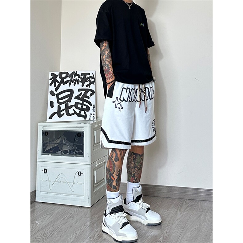 欧美发泡短裤男夏季美式五分裤潮牌运动裤男DK13P45,男装牛仔裤,星座417-3