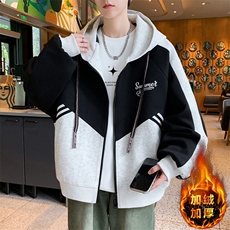 美式开衫秋冬季外套男宽松潮流帅气加绒加厚夹克冬A436-6802-P90，男装夹克，电商A436