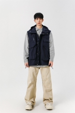 8XL-M钓鱼老外套街头机能口袋连帽防水无袖马甲坎肩JK1316P78，男装夹克，电商D206-1