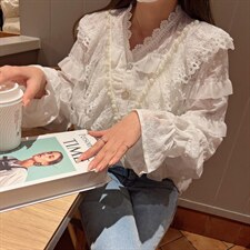 韩版蕾丝绣花珍珠上衣，其它，PURE
