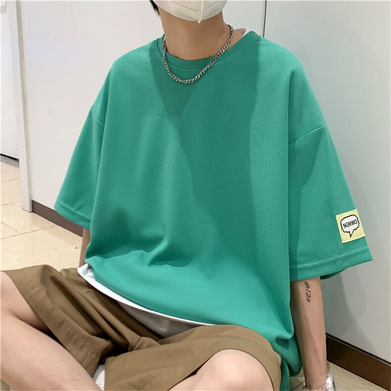 短袖t恤男潮牌ins港风夏季华夫格上衣百搭半袖体恤潮T07824-P25,男装T恤,星座308B-1