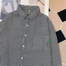 千鸟格衬衫男休闲痞帅2026新款春秋季衣服褂小香风衫2227/P35，男装衬衫，星座506B