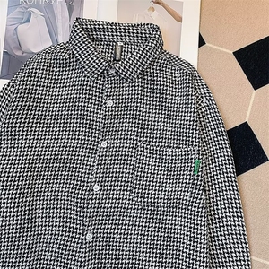 千鸟格衬衫男休闲痞帅2026新款春秋季衣服褂小香风衫2227/P35图片
