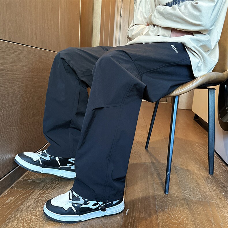 港风高品质休闲裤男裤宽松休闲裤抽绳起皱冰丝裤MYK24-9815-P45图片