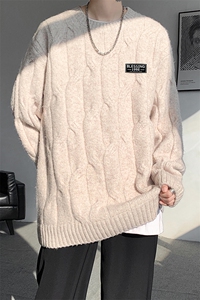 8XL-M圆领毛衣男秋冬慵懒风宽松情侣装麻花针织羊毛衫MY19004P68图片