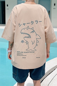 YT26092-P30 亚短袖t恤男大码五分袖男宽松七分袖 港风模特图片