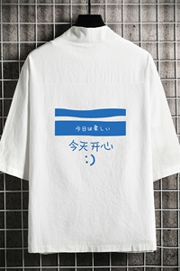HF59033-P40风汉服男开衫外套七分袖道袍 网格挂拍图片