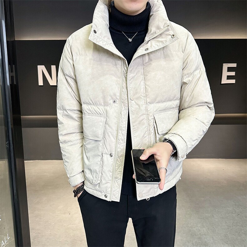 皮羽绒服男2024新款立领短款帅气冬季外套B240-YR69010-P215,男装羽绒服,电商B240