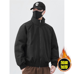 现货美式高街休闲棉衣夹克三防立领纯色户外工装加厚棉服外套图片