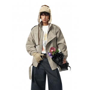 2025新款软蛋白pu加厚美式复古棉服P118