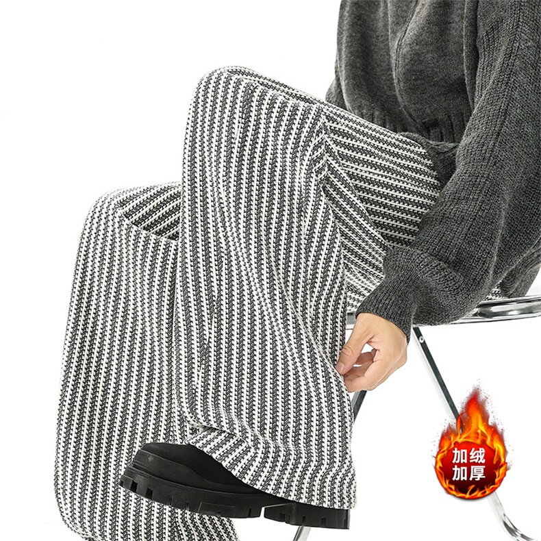 冬季加绒保暖条纹贴标宽松休闲裤直筒卫裤男5D2130-TP4588,男装休闲裤,电商A102