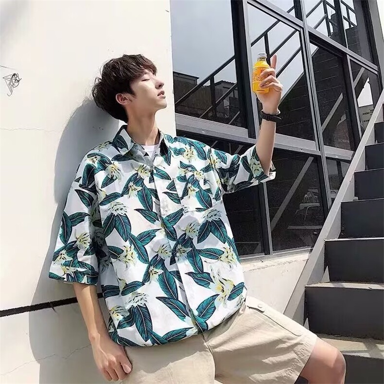 126-P23 短袖花衬衫海南岛服沙滩服三亚夏威风泰图片