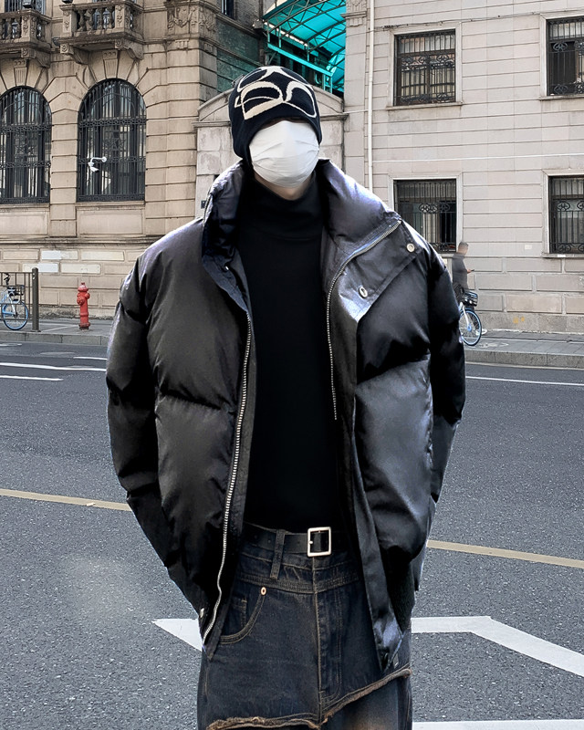 美式PU皮立领短款棉服男加厚保暖工装棉衣外套冬季ootd穿搭面包服,男装棉衣,星座410-7