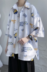 夏季新款满印动物字母短袖宽松衬衫A071-C37-P38，男装T恤，电商A071