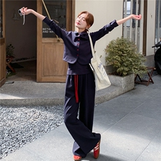 休闲运动风卫衣套装女2025秋季新款超好看阔腿裤吊带上衣三件套潮，女装套装/套裙，2D148