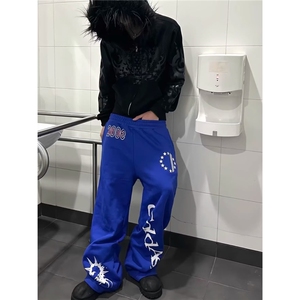 美式街头做旧磨破牛仔裤女设计感宽松直筒拖地长裤新款新款气质图片