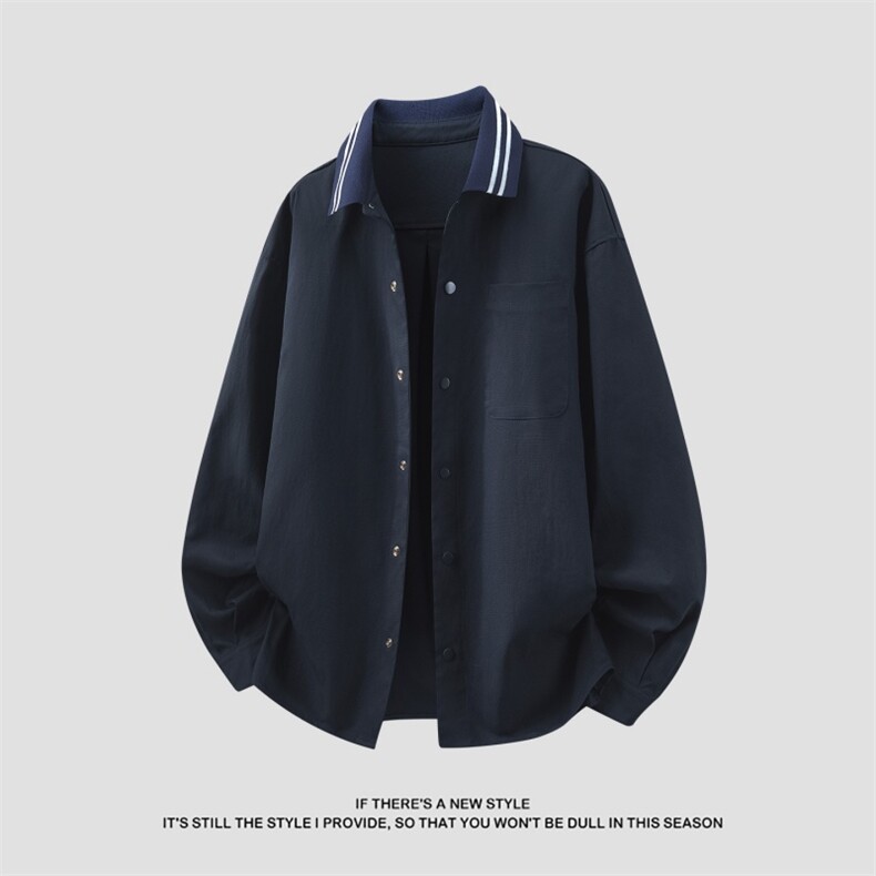 高品质鱼骨纹2026新款百搭翻领长袖衬衫A436-26018-P5589,男装衬衫,电商A436
