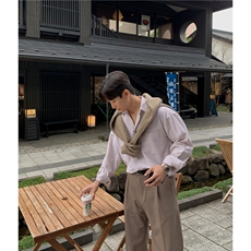衬衫男韩版休闲小众条纹衬衣春秋季时尚百搭长袖外套XZ710-811P50，男装衬衫，星座710
