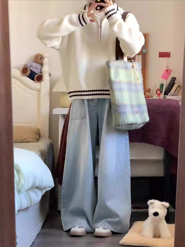 2025羊毛半拉链翻领舒适百搭简约秋冬新款保暖软糯，女装羊毛衫，莺澜羊绒