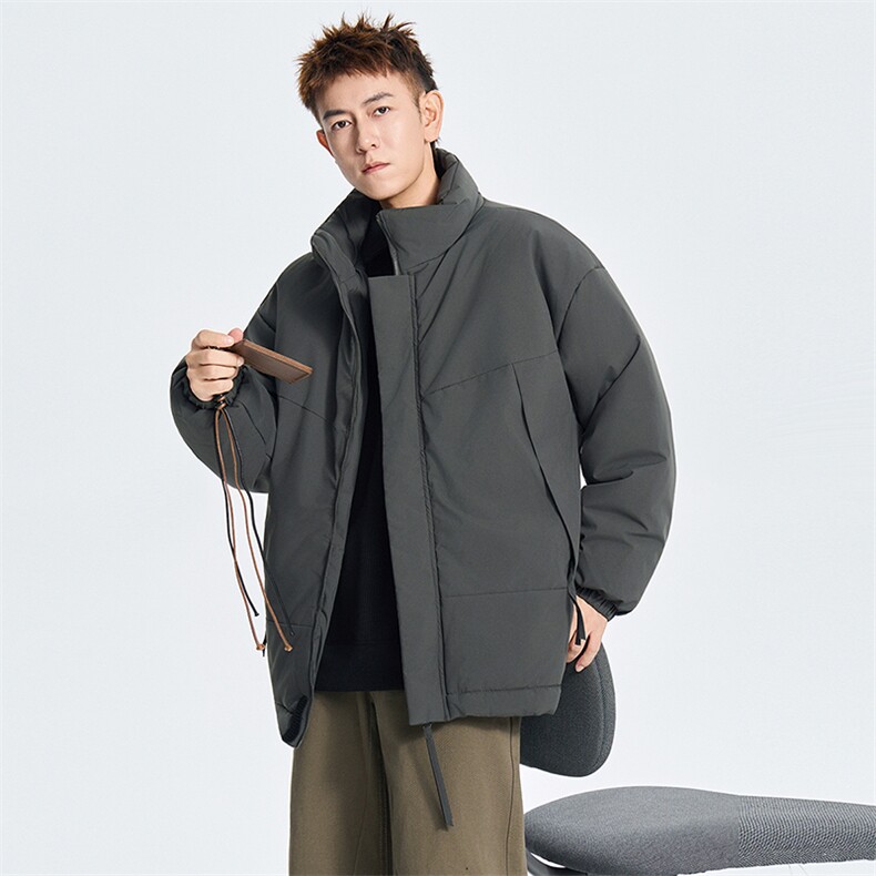 现货美式高街休闲夹克冬季立领纯色三防户外工装加厚棉服外套图片