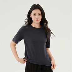 夏季新款时尚气质百搭简约女士圆领短袖，女装T恤，鹿一羊绒